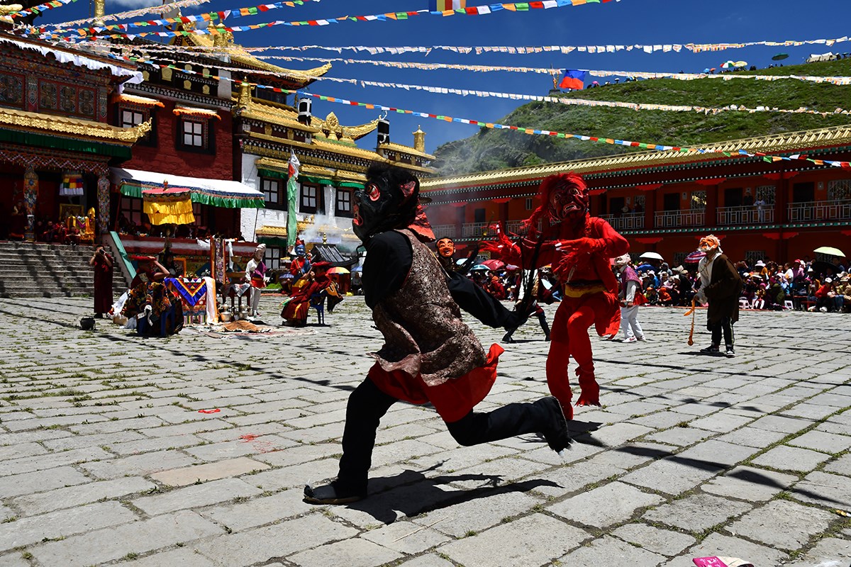 Mask Dance (Cham) Festival in Tagong Monastery