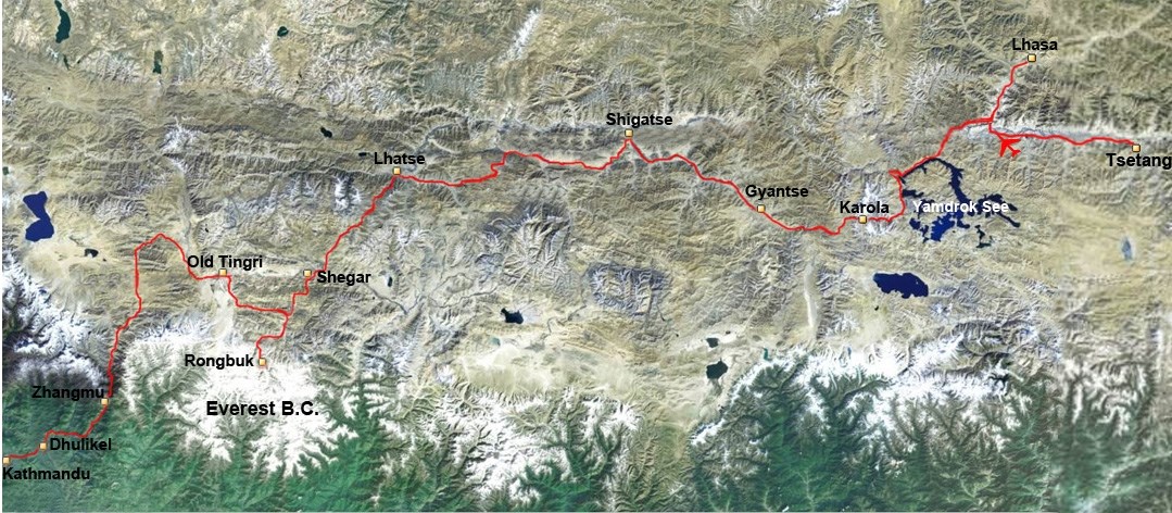 Overland Tour from Lhasa via Everest BC to Kathmandu