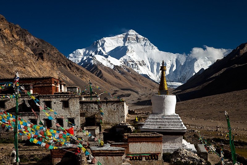 Rongbuk Monastery and Mt. Everest